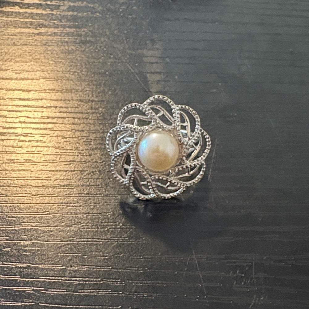Pear flower Silver ring Size 7